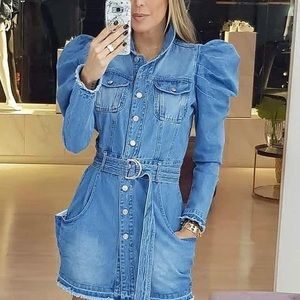 blue jean long sleeve dress
